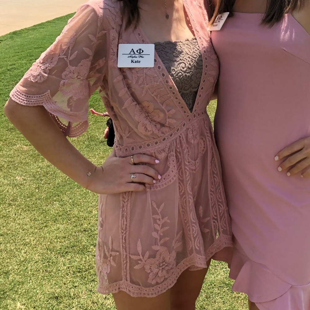 South Moon Under Pink Lace Romper